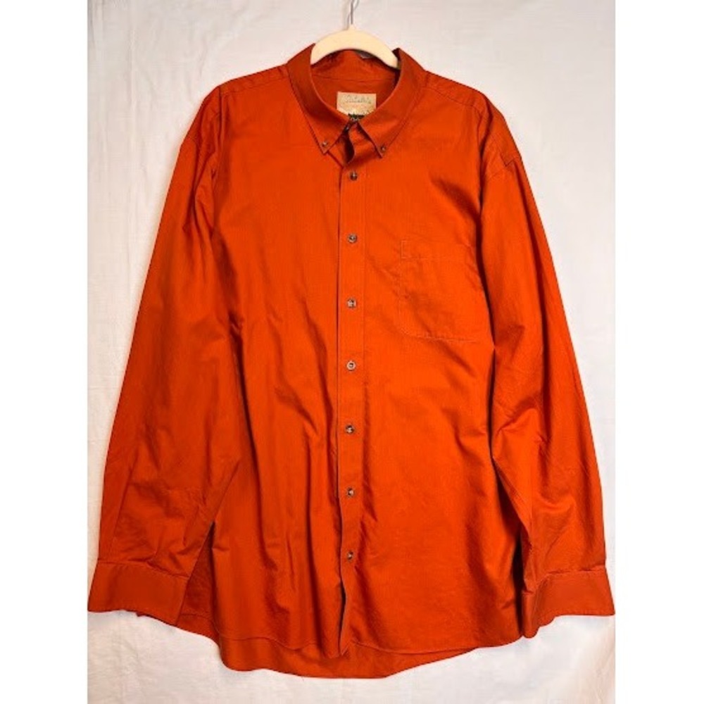 Cabelas Outfitter Series Mens XXLT Burnt Orange Cotton Button Down Shirt L/S